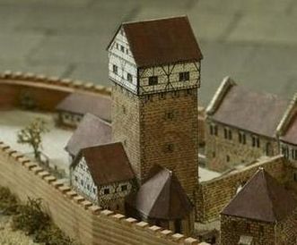 Der Mannsturm, Detail des Modells der ehemaligen Burg Hohenstaufen im Dokumentationsraum für staufische Geschichte am Fuß des Hohenstaufen