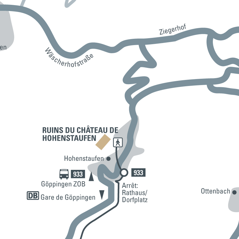 Plan de route de Ruins du Château de Hohenstaufen